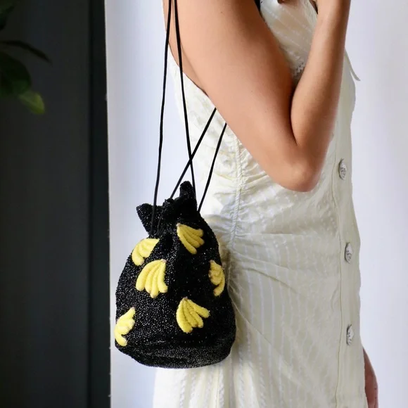 Ganni | Bags | Ganni Black And Yellow Mini Bag With Playful Glass